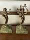 Pair Of Bronze Cherub Statuettes, Napoleon Iii Period, Green Onyx Bases