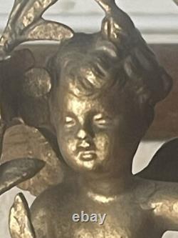 Pair of Bronze Cherub Statuettes, Napoleon III Period, Green Onyx Bases