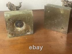 Pair of Bronze Cherub Statuettes, Napoleon III Period, Green Onyx Bases