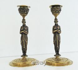 Pair of Candlesticks with Caryatids Bronze Candlesticks Napoleon III Period 19th Century