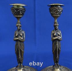 Pair of Candlesticks with Caryatids Bronze Candlesticks Napoleon III Period 19th Century