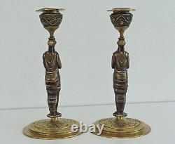 Pair of Candlesticks with Caryatids Bronze Candlesticks Napoleon III Period 19th Century