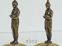 Pair of Candlesticks with Caryatids Bronze Candlesticks Napoleon III Period 19th Century