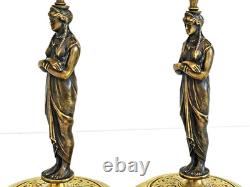 Pair of Candlesticks with Caryatids Bronze Napoléon III Period 19th Century