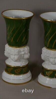 Pair of Cassolettes with Putti in Paris Porcelain and Biscuit, 19th Century