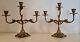 Pair Of Chandeliers, Bronze Candlesticks Chiseled In Louis Xv Style, 19th Century Period