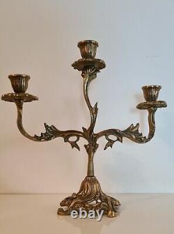 Pair of Chandeliers, Bronze Candlesticks Chiseled in Louis XV Style, 19th Century Period