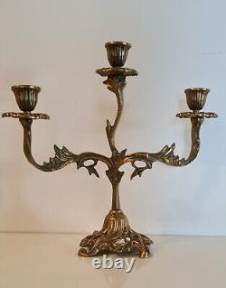 Pair of Chandeliers, Bronze Candlesticks Chiseled in Louis XV Style, 19th Century Period