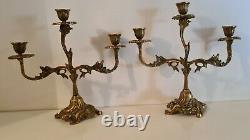 Pair of Chandeliers, Bronze Candlesticks Chiseled in Louis XV Style, 19th Century Period