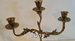 Pair of Chandeliers, Bronze Candlesticks Chiseled in Louis XV Style, 19th Century Period