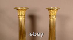 Pair of Charles X Restoration Gilt Bronze Candlesticks, Early 19th Century