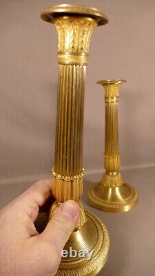 Pair of Charles X Restoration Gilt Bronze Candlesticks, Early 19th Century