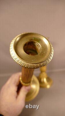 Pair of Charles X Restoration Gilt Bronze Candlesticks, Early 19th Century