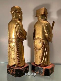 Pair of Chinese Gilded Wooden Statues, Late 19th Century