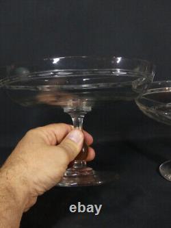 Pair of Crystal Engraved Footed Compotes, 19th Century