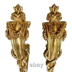 Pair of Curtain Rod Supports, Bronze, Louis XVI Style, 19th Century<br/>
