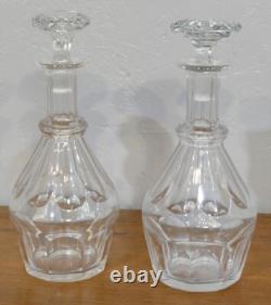 Pair of Cut Crystal Carafes with Flat Sides, Baccarat, 19th Century