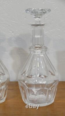 Pair of Cut Crystal Carafes with Flat Sides, Baccarat, 19th Century