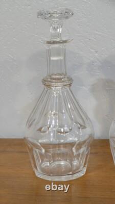 Pair of Cut Crystal Carafes with Flat Sides, Baccarat, 19th Century