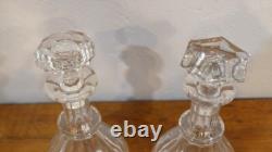 Pair of Cut Crystal Carafes with Flat Sides, Baccarat, 19th Century