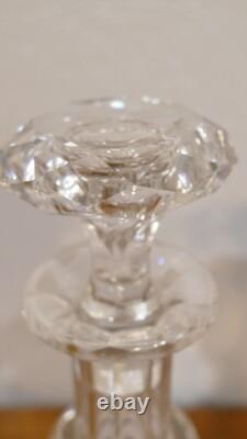 Pair of Cut Crystal Carafes with Flat Sides, Baccarat, 19th Century