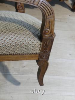 Pair of Empire Period Armchairs in Blond Mahogany, 19th Century Jacob Style