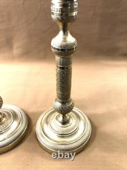 Pair of Empire/Restauration period bronze candlesticks/taper holders, 19th century (19th)