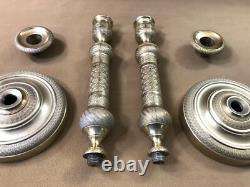Pair of Empire/Restauration period bronze candlesticks/taper holders, 19th century (19th)
