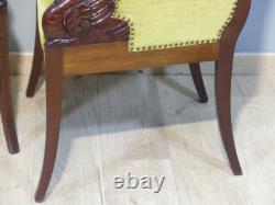 Pair of Empire Style Mahogany Swan Armchairs, Late 19th Century
