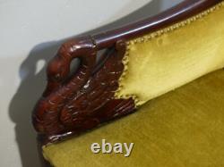 Pair of Empire Style Mahogany Swan Armchairs, Late 19th Century