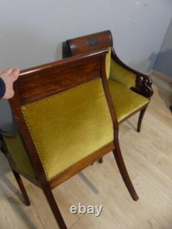 Pair of Empire Style Mahogany Swan Armchairs, Late 19th Century