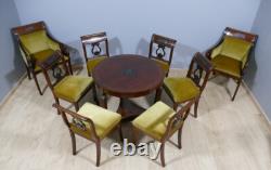 Pair of Empire Style Mahogany Swan Armchairs, Late 19th Century