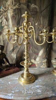 Pair of Gilded Bronze Candelabra, 19th Century