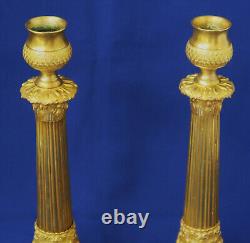 Pair of Gilded Bronze Candelabra from the Restoration Period, 19th Century