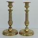 Pair Of Gilt Bronze And Guilloché 1st Empire Period Candlesticks 19th Century