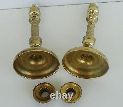 Pair of Gilt Bronze and Guilloché 1st Empire Period Candlesticks 19th Century