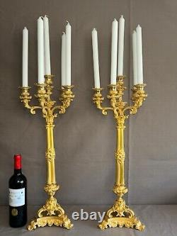 Pair of Large Louis-Philippe Period Candlesticks from the 19th Century