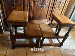Pair of Library Step Stools Forming a Pedestal, Restoration Period, Oak