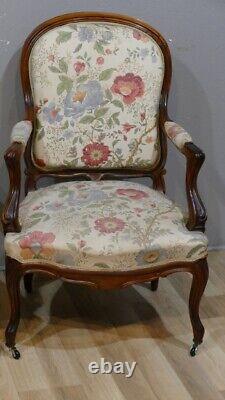 Pair of Louis XV Armchairs in Solid Rosewood, Napoleon III Era, 19th Century