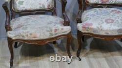 Pair of Louis XV Armchairs in Solid Rosewood, Napoleon III Era, 19th Century