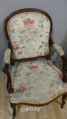 Pair of Louis XV Armchairs in Solid Rosewood, Napoleon III Era, 19th Century