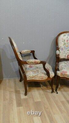 Pair of Louis XV Armchairs in Solid Rosewood, Napoleon III Era, 19th Century