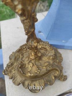 Pair of Louis XV Rocaille Style Gilded Bronze Candlesticks, 19th Century