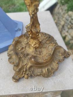 Pair of Louis XV Rocaille Style Gilded Bronze Candlesticks, 19th Century