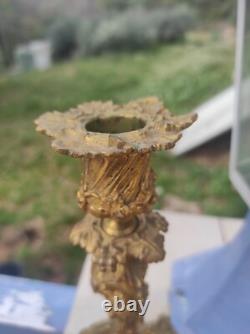 Pair of Louis XV Rocaille Style Gilded Bronze Candlesticks, 19th Century