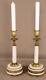 Pair Of Louis Xvi Candle Holders In White Marble And Gilded Brass, 19th Century Period