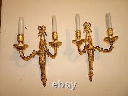 Pair of Louis XVI period wall lights. Gilt bronze. Sconces. Late 18th century, early 19th century.