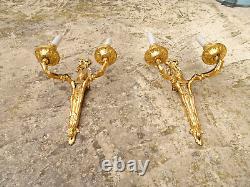 Pair of Louis XVI period wall lights. Gilt bronze. Sconces. Late 18th century, early 19th century.