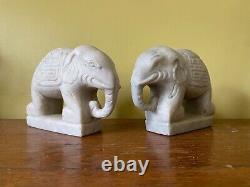 Pair of Marble Elephants, Far East, 19th Century or Earlier
