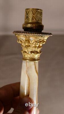 Pair of Napoléon III Candle Holders in Gilded Bronze and Onyx, 19th Century